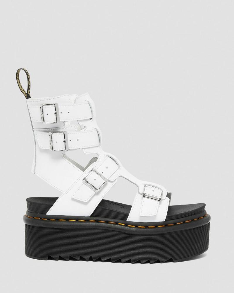 White Women's Dr Martens Giavanna Leather Platform Gladiator Sandals | CA 297WNB